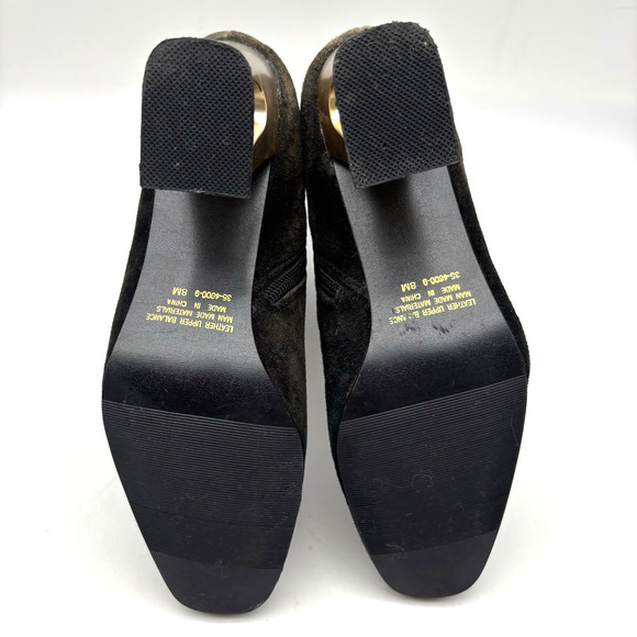 Vintage 80s Classique Black Brown Ombre Suede Cut-out Block Heel Zip Boot 8M - Picture 15 of 16